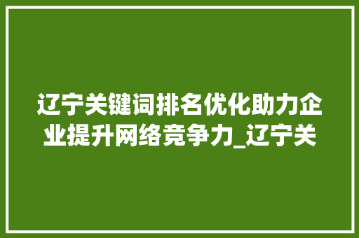 辽宁关键词排名优化助力企业提升网络竞争力_辽宁关键词排名优化排名