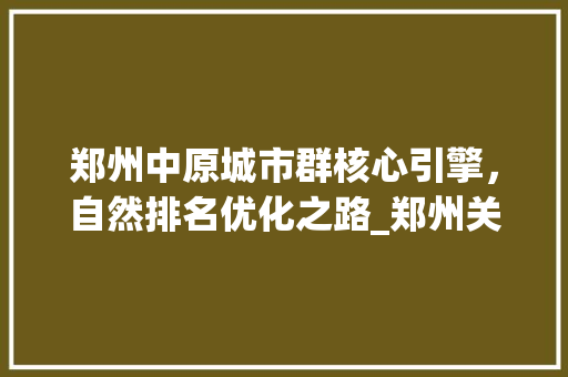 郑州中原城市群核心引擎，自然排名优化之路_郑州关键词自然排名优化
