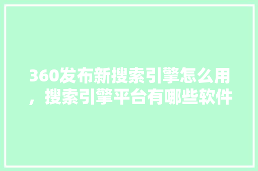 360发布新搜索引擎怎么用，搜索引擎平台有哪些软件