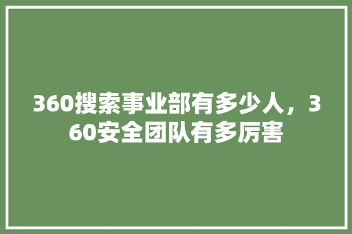 360搜索事业部有多少人，360安全团队有多厉害