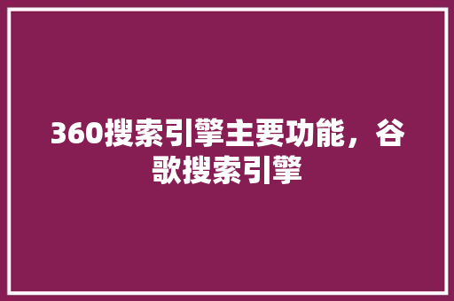 360搜索引擎主要功能，谷歌搜索引擎