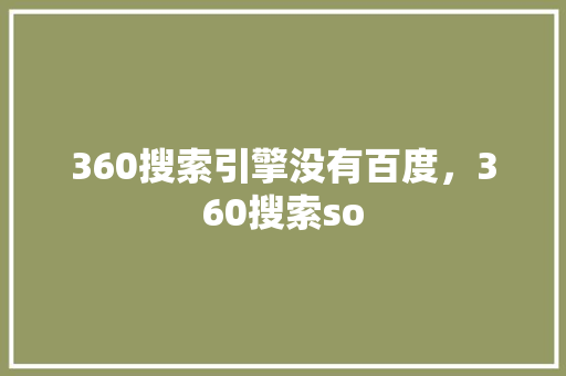 360搜索引擎没有百度，360搜索so