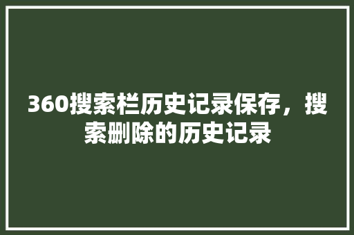 360搜索栏历史记录保存，搜索删除的历史记录