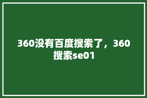 360没有百度搜索了，360搜索se01