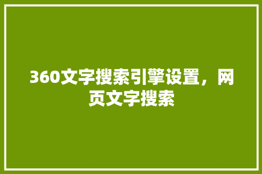 360文字搜索引擎设置，网页文字搜索