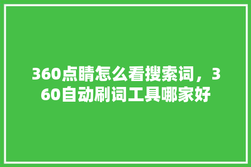 360点睛怎么看搜索词，360自动刷词工具哪家好