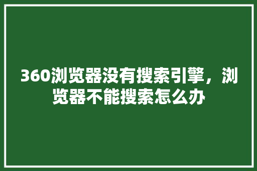 360浏览器没有搜索引擎，浏览器不能搜索怎么办
