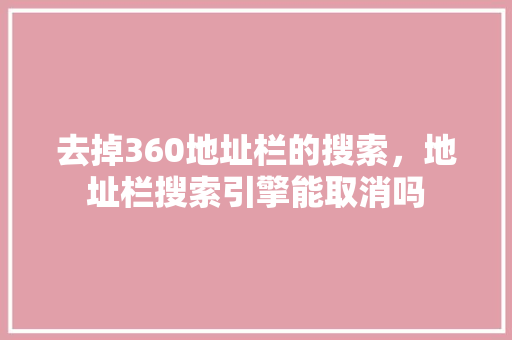 去掉360地址栏的搜索，地址栏搜索引擎能取消吗