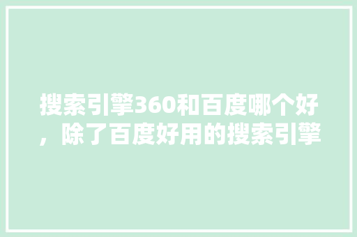 搜索引擎360和百度哪个好，除了百度好用的搜索引擎