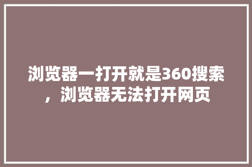浏览器一打开就是360搜索，浏览器无法打开网页