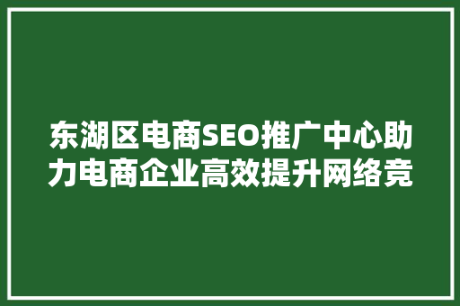 东湖区电商SEO推广中心助力电商企业高效提升网络竞争力