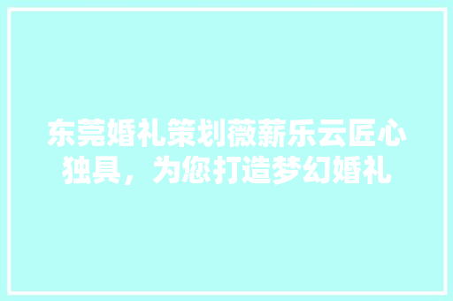 东莞婚礼策划薇薪乐云匠心独具，为您打造梦幻婚礼