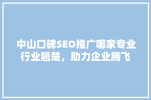 中山口碑SEO推广哪家专业行业翘楚，助力企业腾飞