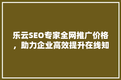 乐云SEO专家全网推广价格，助力企业高效提升在线知名度