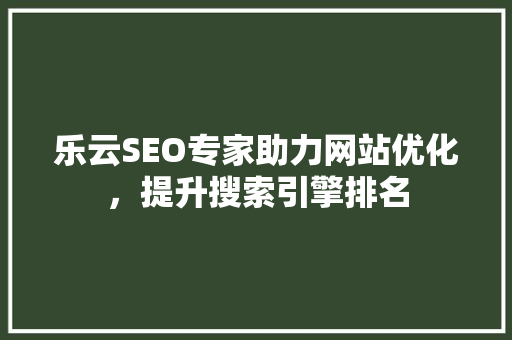 乐云SEO专家助力网站优化，提升搜索引擎排名