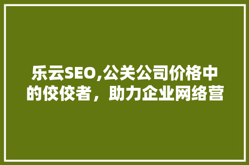 乐云SEO,公关公司价格中的佼佼者，助力企业网络营销腾飞