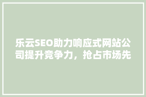 乐云SEO助力响应式网站公司提升竞争力，抢占市场先机