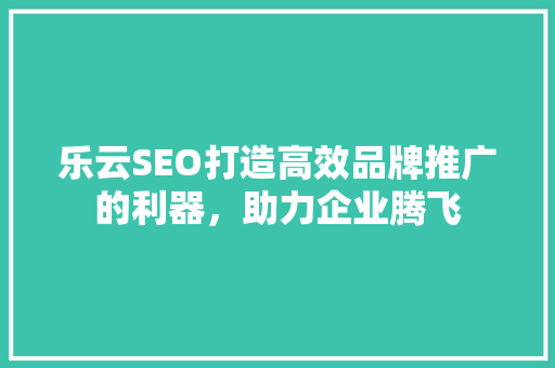 乐云SEO打造高效品牌推广的利器，助力企业腾飞