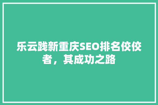 乐云践新重庆SEO排名佼佼者，其成功之路