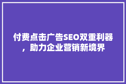 付费点击广告SEO双重利器，助力企业营销新境界