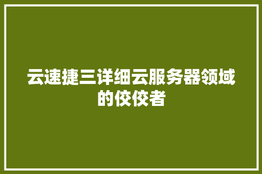 云速捷三详细云服务器领域的佼佼者