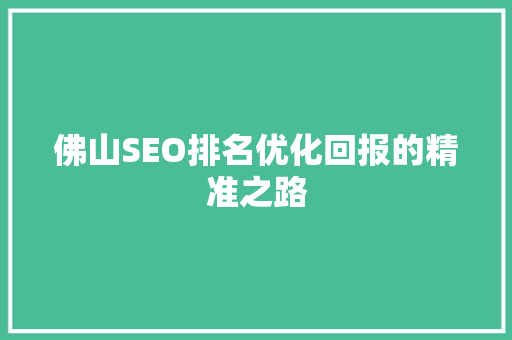 佛山SEO排名优化回报的精准之路