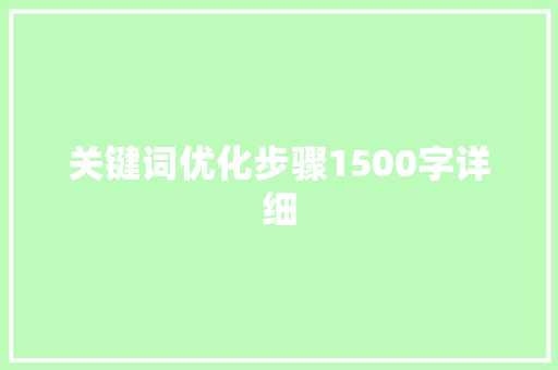 关键词优化步骤1500字详细