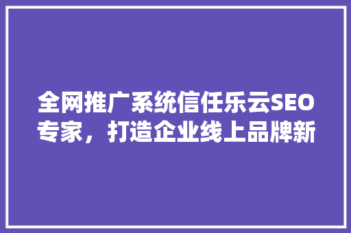 全网推广系统信任乐云SEO专家，打造企业线上品牌新高度