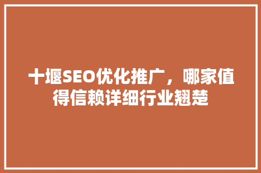 十堰SEO优化推广，哪家值得信赖详细行业翘楚