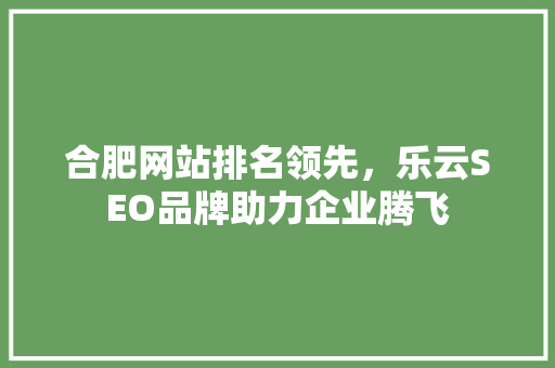 合肥网站排名领先，乐云SEO品牌助力企业腾飞