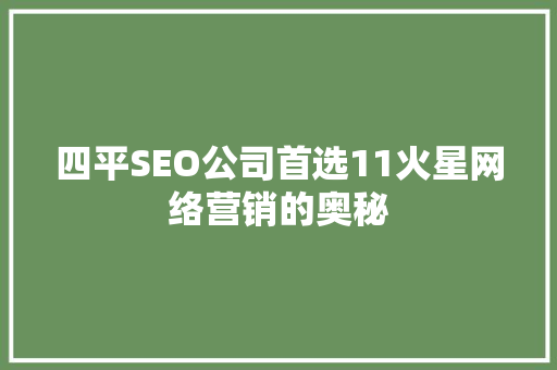 四平SEO公司首选11火星网络营销的奥秘