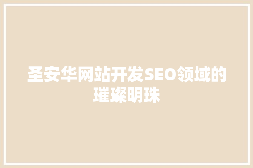 圣安华网站开发SEO领域的璀璨明珠