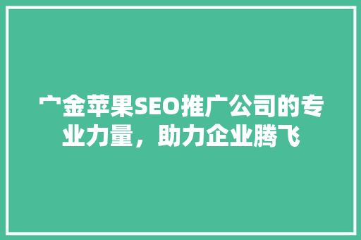 宀金苹果SEO推广公司的专业力量，助力企业腾飞