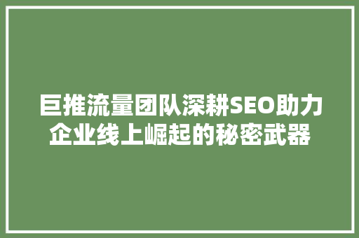 巨推流量团队深耕SEO助力企业线上崛起的秘密武器