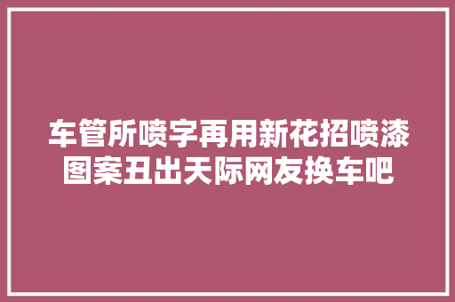 车管所喷字再用新花招喷漆图案丑出天际网友换车吧