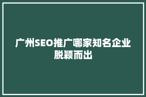 广州SEO推广哪家知名企业脱颖而出