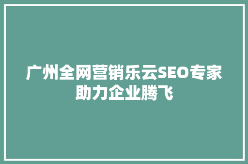 广州全网营销乐云SEO专家助力企业腾飞