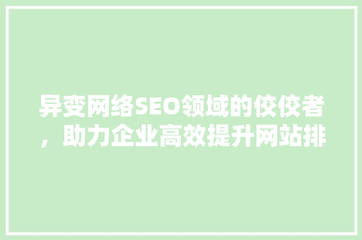 异变网络SEO领域的佼佼者，助力企业高效提升网站排名