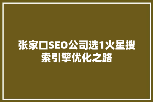 张家口SEO公司选1火星搜索引擎优化之路