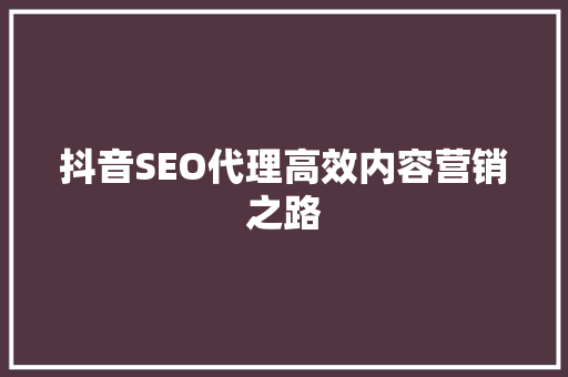 抖音SEO代理高效内容营销之路