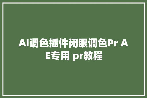 AI调色插件闭眼调色Pr AE专用 pr教程