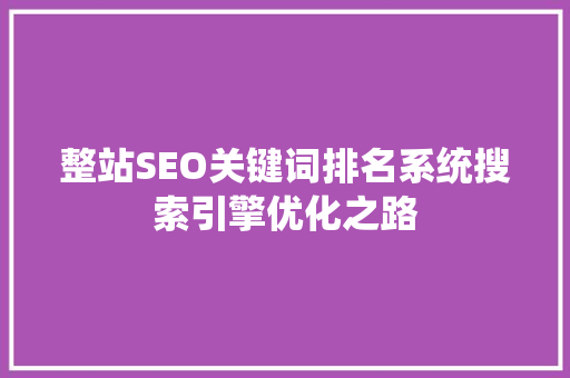 整站SEO关键词排名系统搜索引擎优化之路