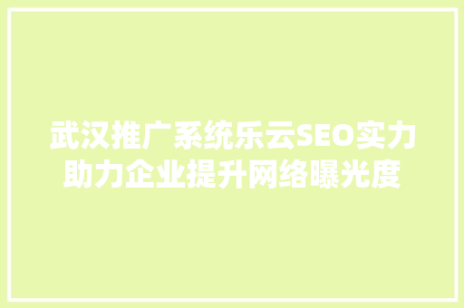 武汉推广系统乐云SEO实力助力企业提升网络曝光度