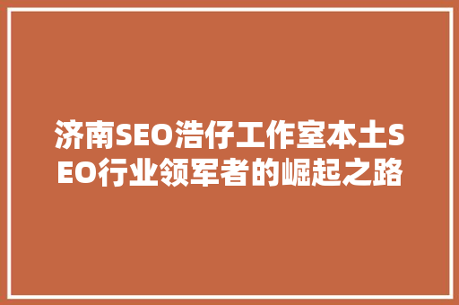 济南SEO浩仔工作室本土SEO行业领军者的崛起之路
