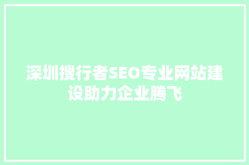 深圳搜行者SEO专业网站建设助力企业腾飞