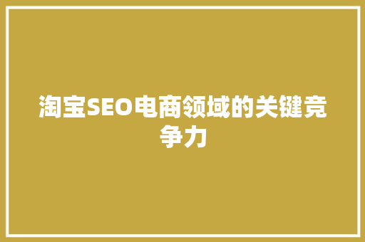 淘宝SEO电商领域的关键竞争力