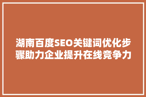 湖南百度SEO关键词优化步骤助力企业提升在线竞争力