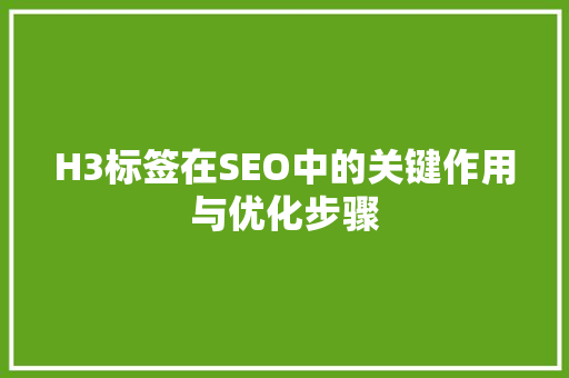 H3标签在SEO中的关键作用与优化步骤