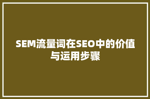 SEM流量词在SEO中的价值与运用步骤