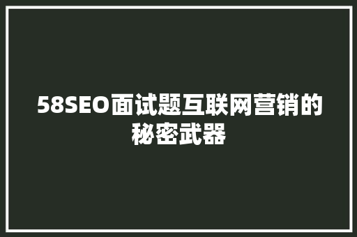 58SEO面试题互联网营销的秘密武器